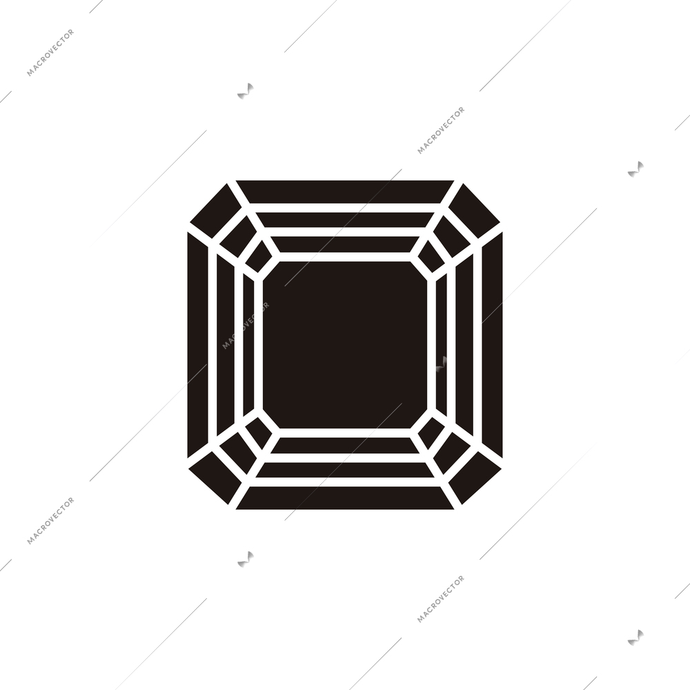 Monochrome icon of diamond on white background flat vector illustration