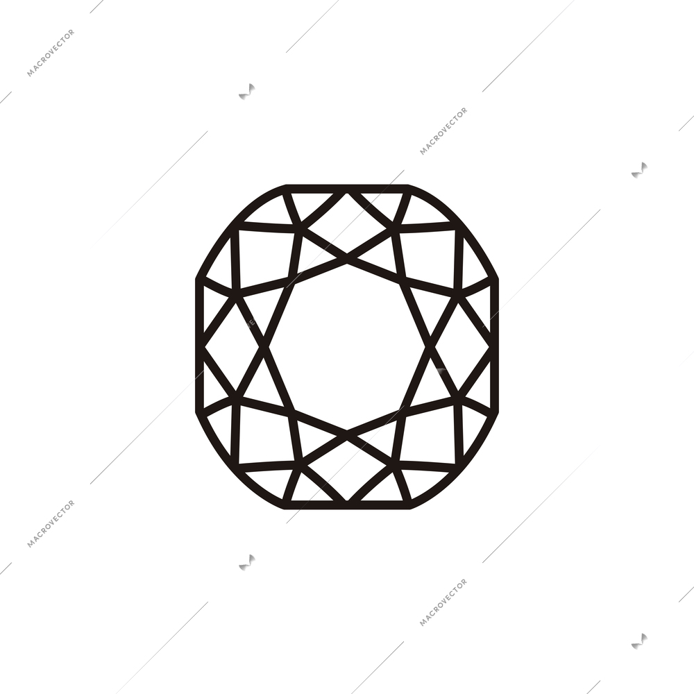 Flat line icon of gem stone vector illustration