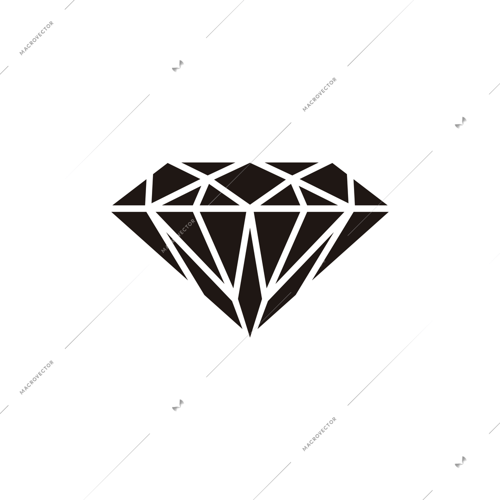 Flat design icon of black and white diamond vector illustration