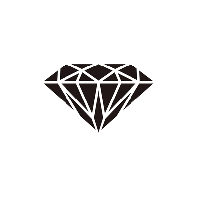 Flat design icon of black and white diamond vector illustration