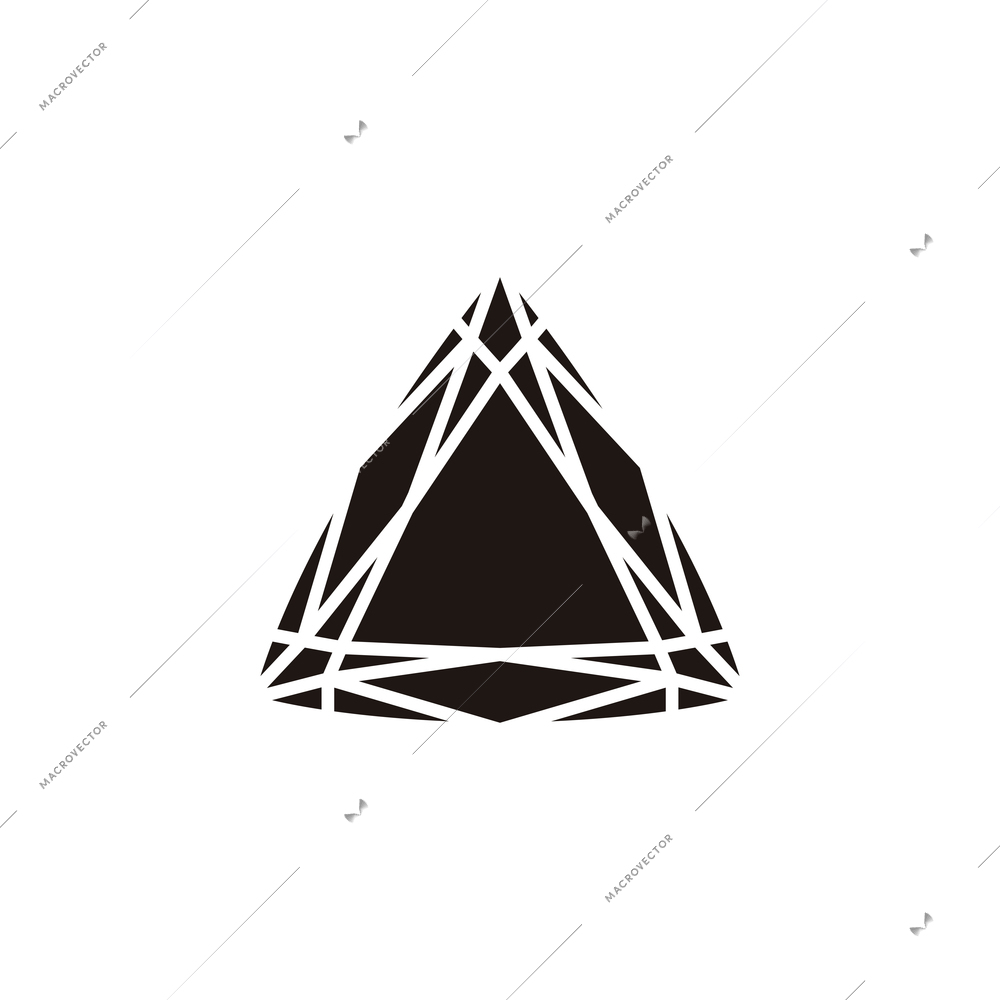 Flat design black and white icon of diamond vector illustration