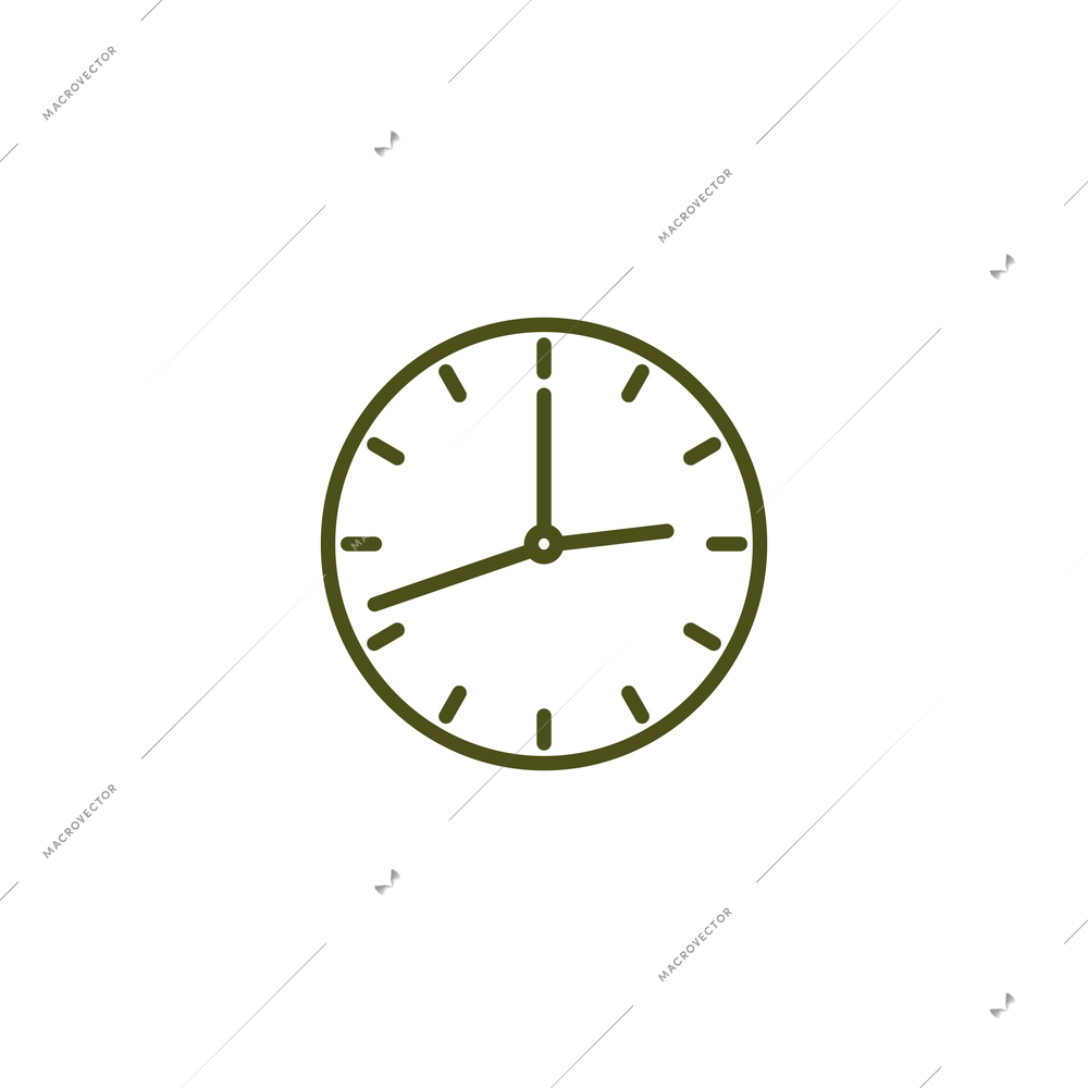 Clock face in simple style on white background flat vector illustration