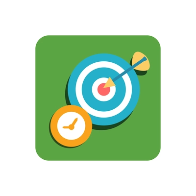 Flat color icon with target arrow and clock image vector illustration