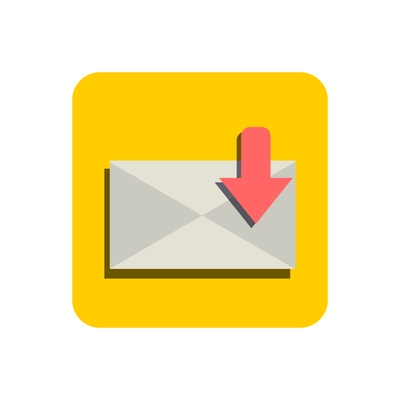 Flat design incoming message icon on yellow square vector illustration