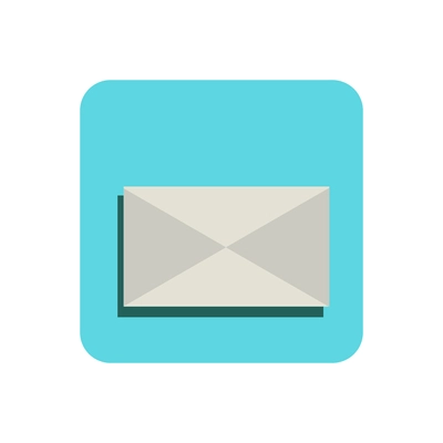 Icon of unread message on blue square on white background flat vector illustration