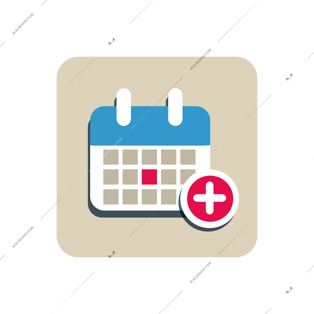 Flat design calendar icon with add event button vector illustration