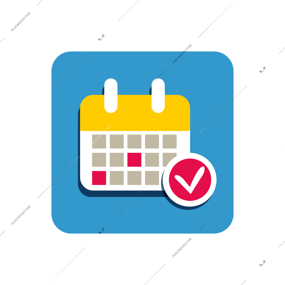 Calendar with check list button flat icon vector illustration