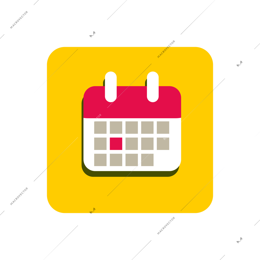 Flat calendar with marked red day icon vector illustration