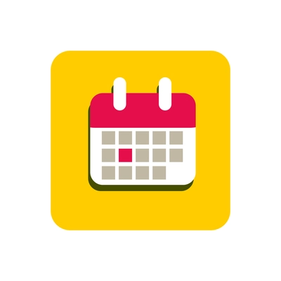 Flat calendar with marked red day icon vector illustration