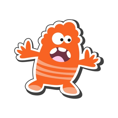 Cartoon creature of orange color on white background vector illustration