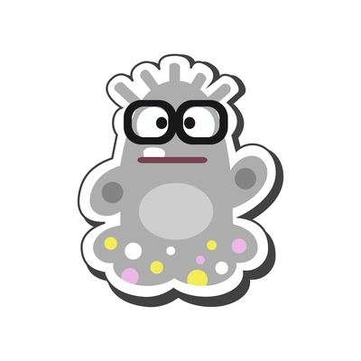 Cartoon icon of funny monster wearing glasses vector illustration