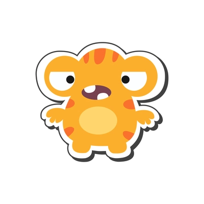 Cute yellow cartoon monster with big eyes vector illustration