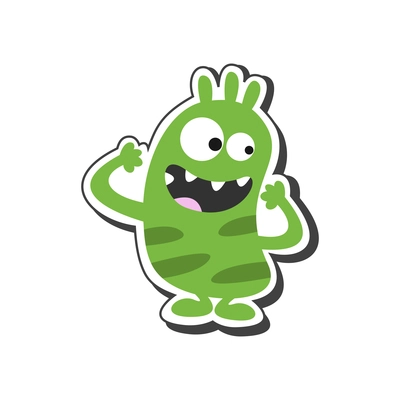 Funny green monster on white background cartoon vector illustration