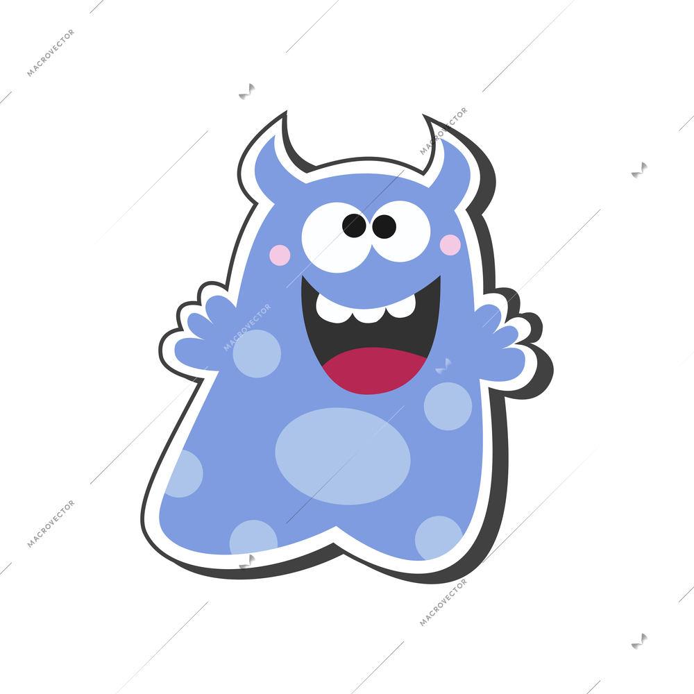 Colorful happy smiling cartoon monster icon vector illustration