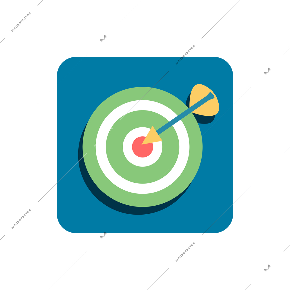 Target with dart in center colored flat icon vector illustration