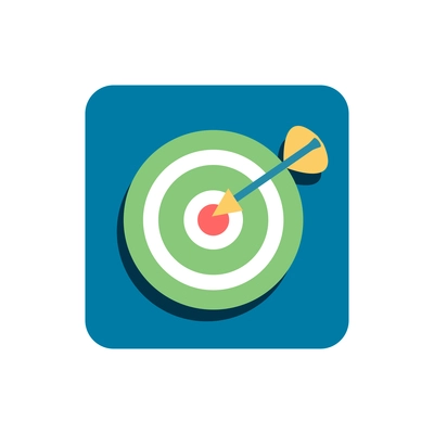 Target with dart in center colored flat icon vector illustration