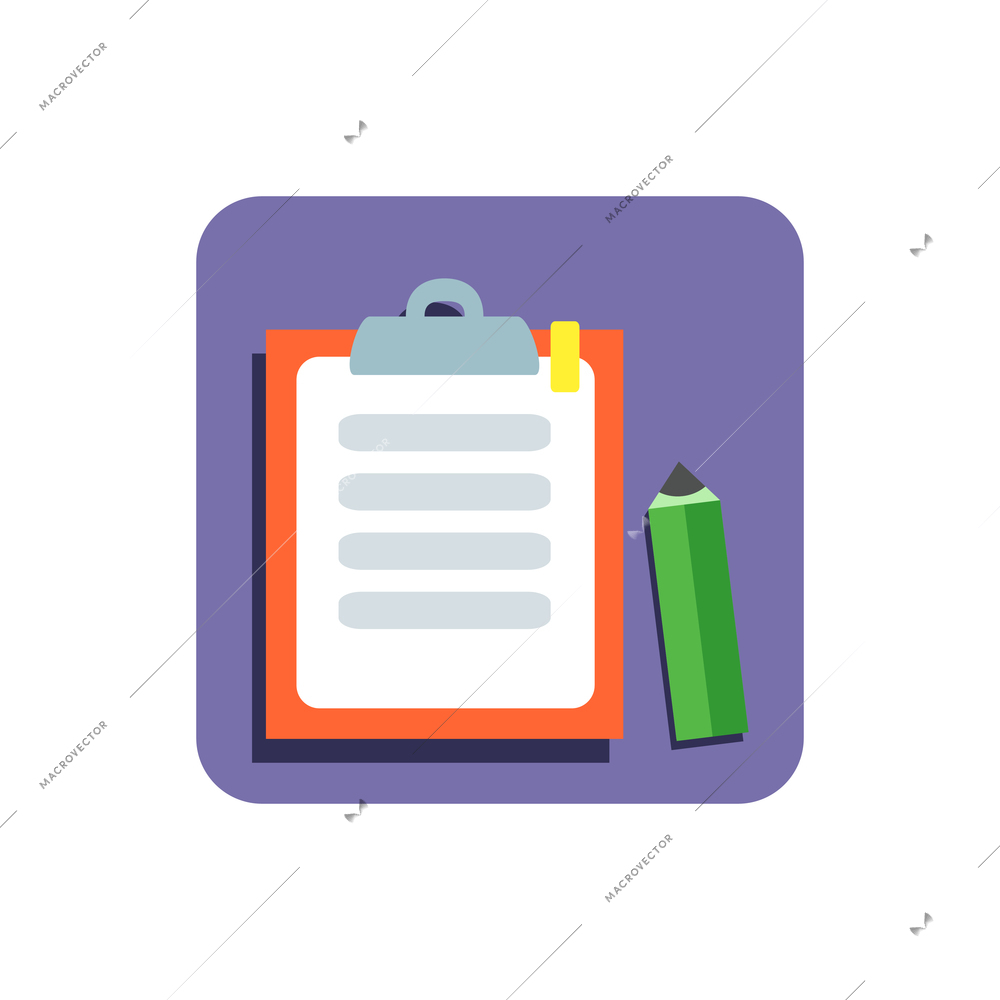 Business flat icon with pen and paper vector illustration