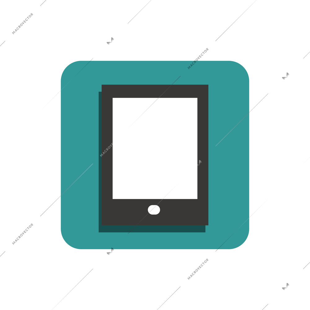 Flat design icon with black tablet vector illustration