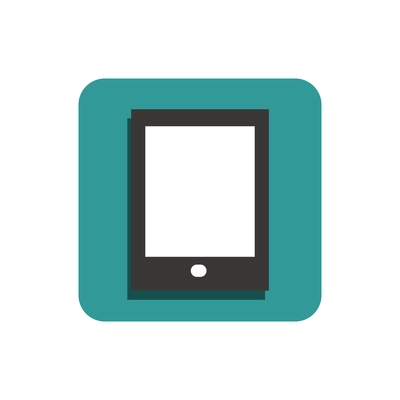 Flat design icon with black tablet vector illustration