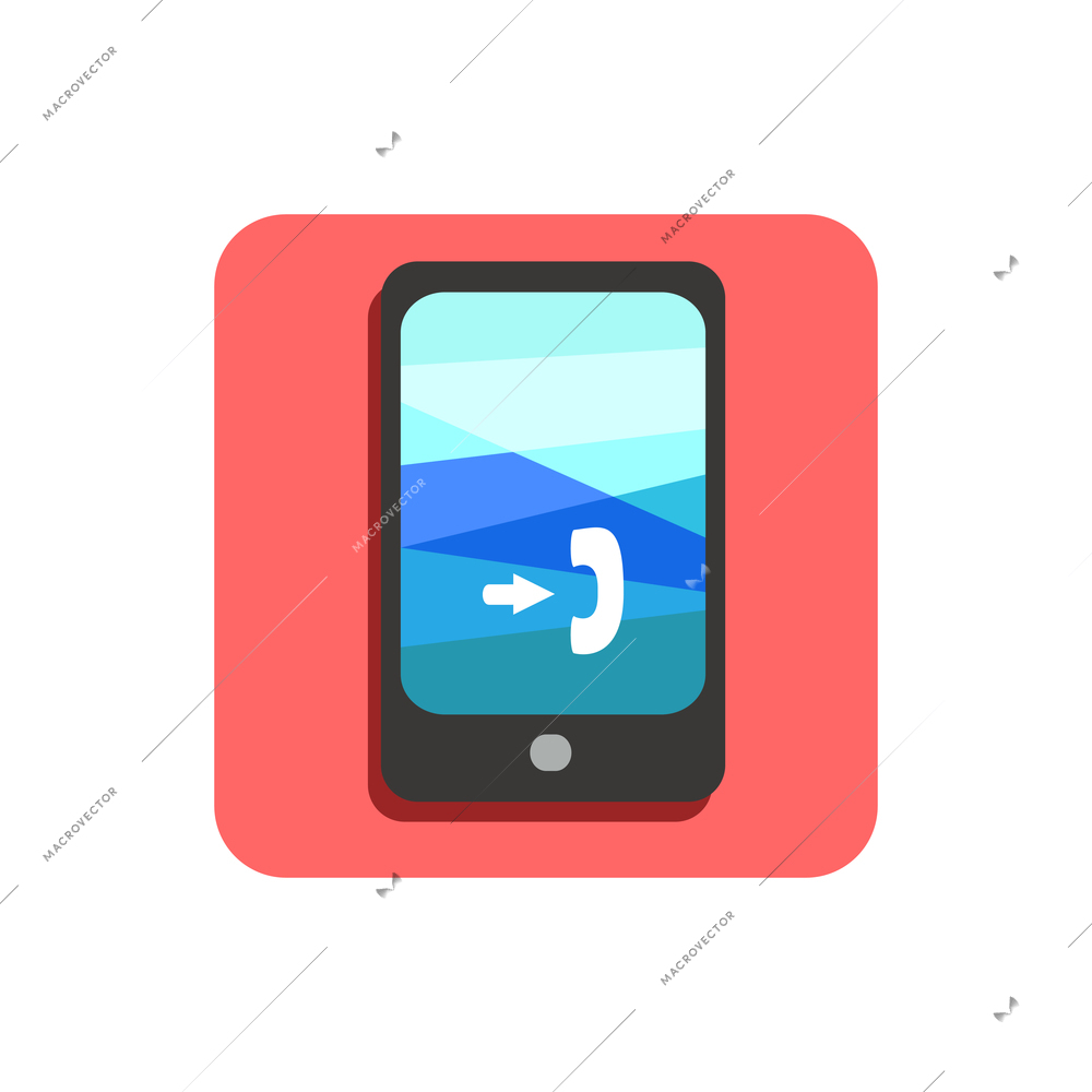 Phone with incoming call flat icon vector illustration