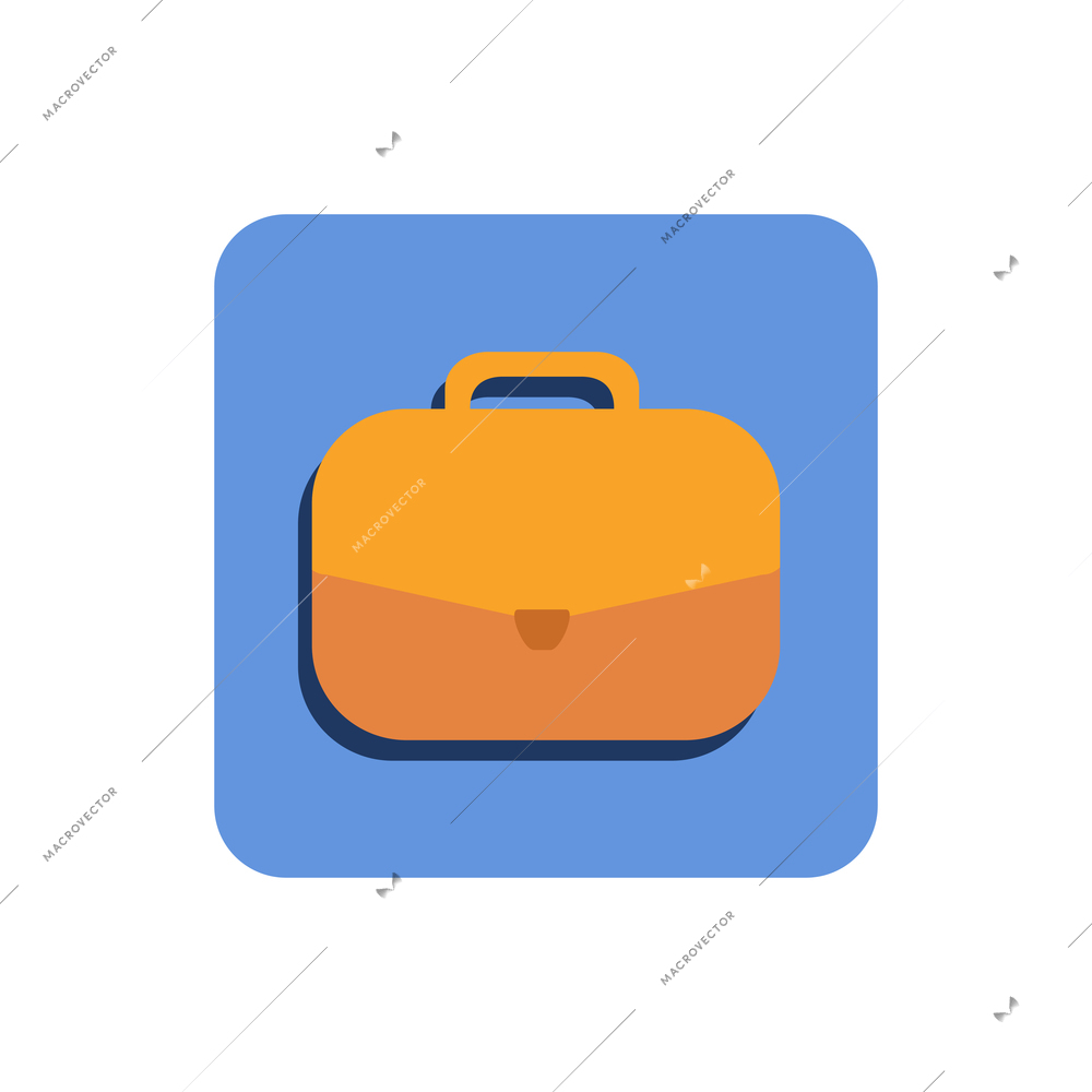 Business flat icon with brief case on blue background vector illustration