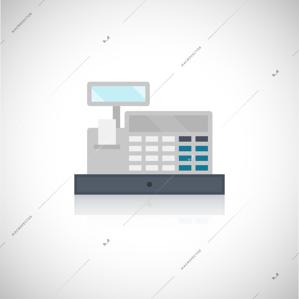Cash register flat icon isolated on white background vector illustration