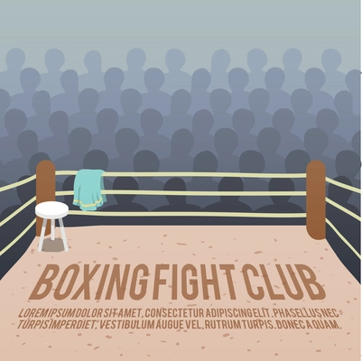 Box fight club background with ring and audience vector illustration