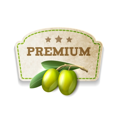Green olives premium food kitchen carton badge isolated on white background vector illustration