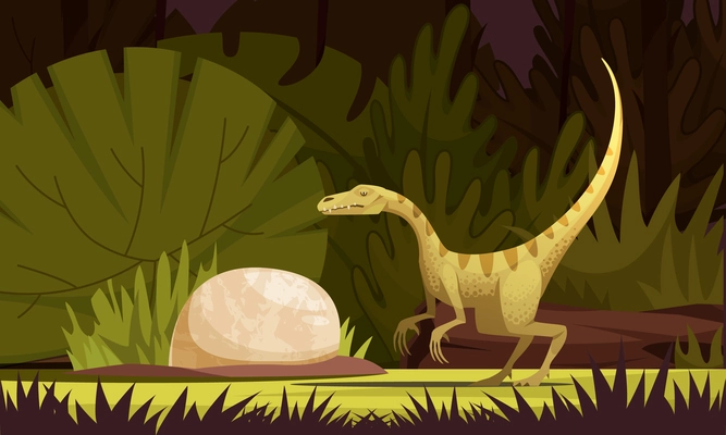 Dinosaurs cartoon illustration with eodromaeus ancient small predator from argentina  flat vector illustration