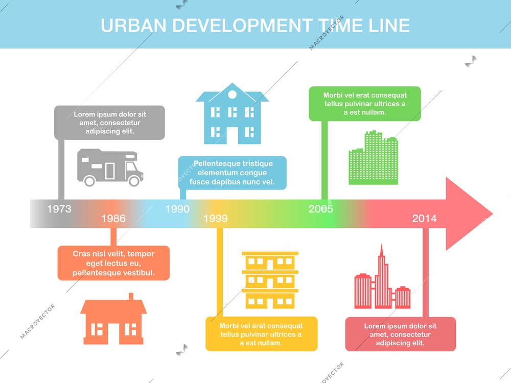 Infographic timeline elements with real estate vector illustration