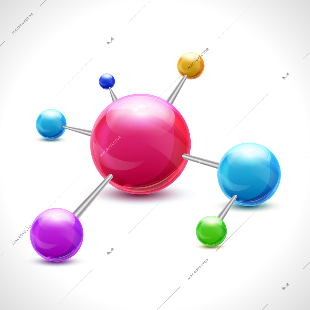 3d chemical science molecule model concept isolated on white background vector illustration