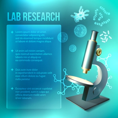 Bacteria and virus lab research background with microscope vector illustration