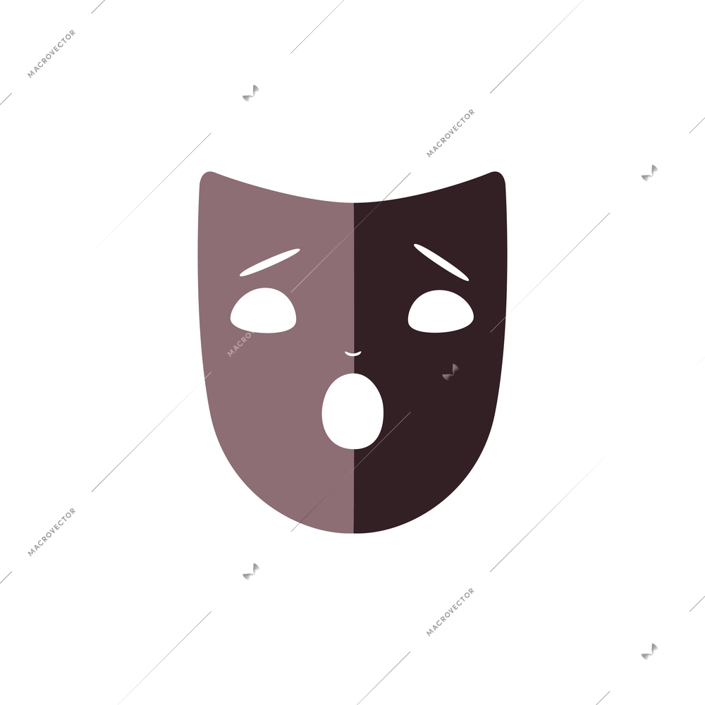 Theater mask with frightened face expression vector illustration