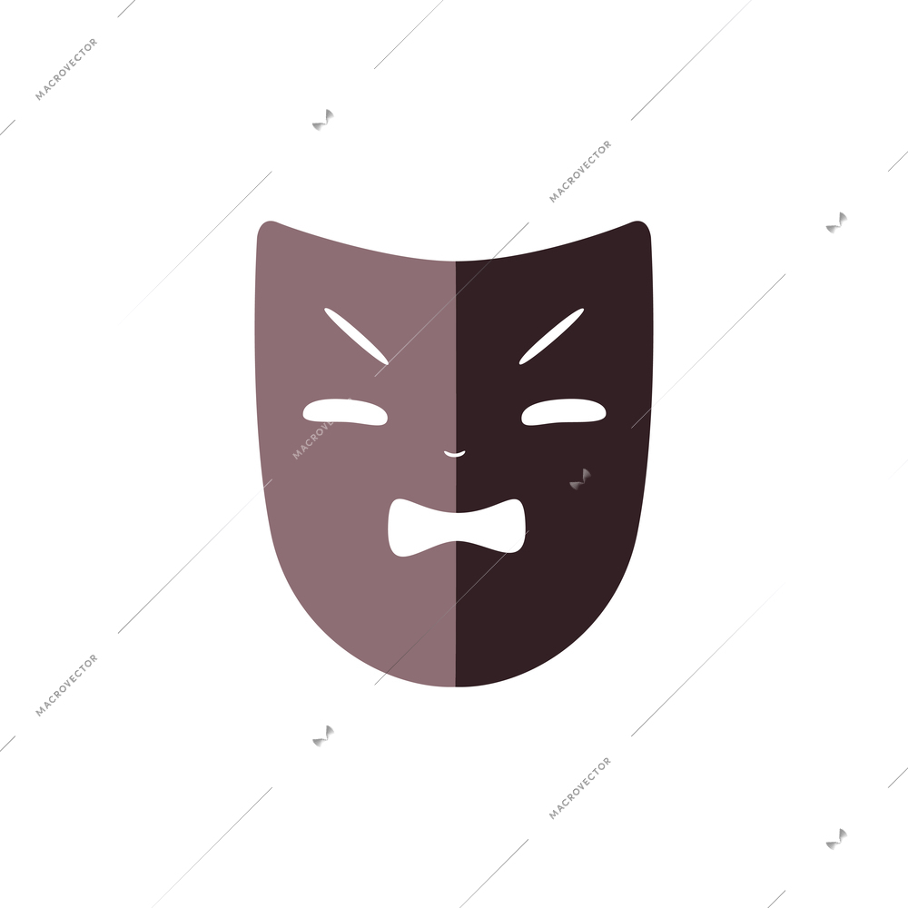 Flat icon of angry mask for theater playing vector illustration