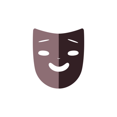 Black smiling drama mask flat icon vector illustration