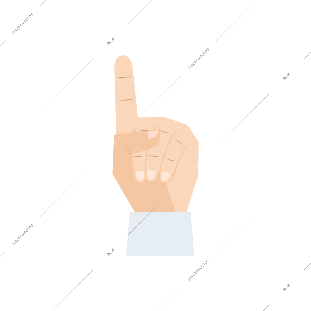 Human hand with pointer up flat icon vector illustration