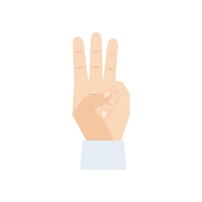 Flat icon of hand showing three fingers vector illustration