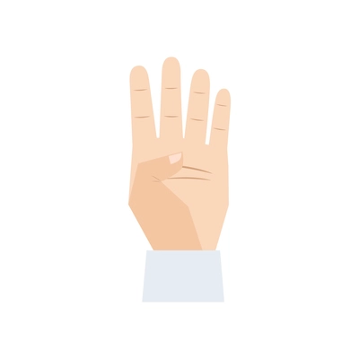 Human hand counting to four flat icon vector illustration