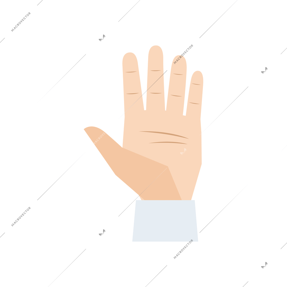 Flat human hand open palm icon on white background vector illustration