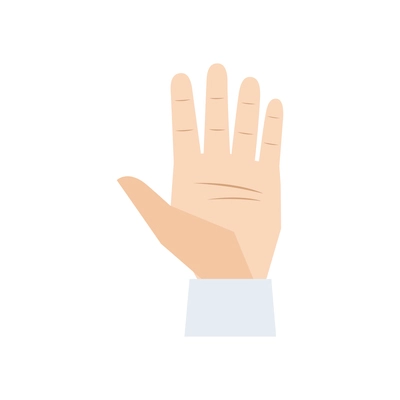 Flat human hand open palm icon on white background vector illustration