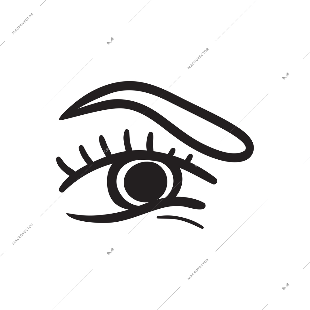 Female eye with eyebrow hand drawn icon vector illustration