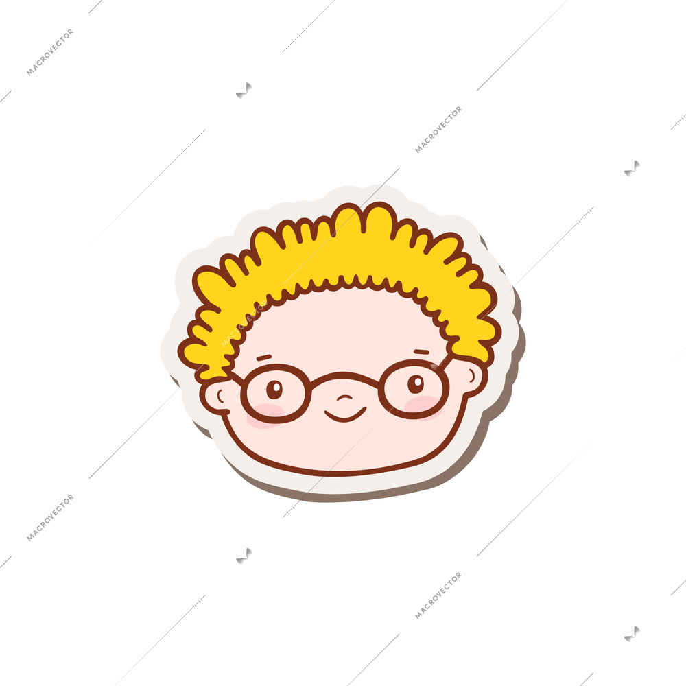 Doodle face of cute boy with glasses icon vector illustration