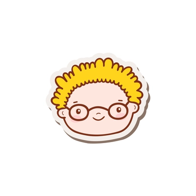 Doodle face of cute boy with glasses icon vector illustration