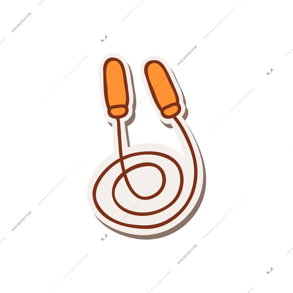 Jumping rope doodle sticker icon on white background vector illustration