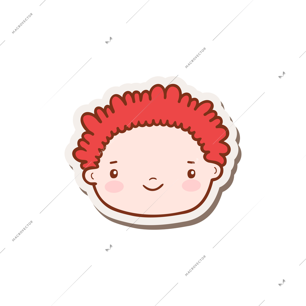 Smiling face of boy with bright hair doodle vector illustration