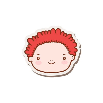 Smiling face of boy with bright hair doodle vector illustration