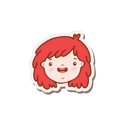 Face of cheerful baby girl with red hair doodle vector illustration