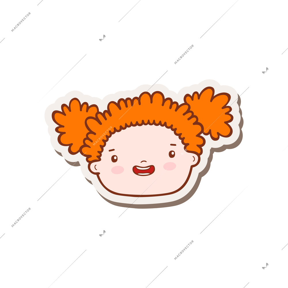 Doodle icon of cute girl face with red hair vector illustration