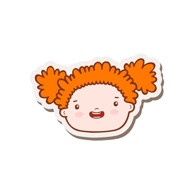 Doodle icon of cute girl face with red hair vector illustration