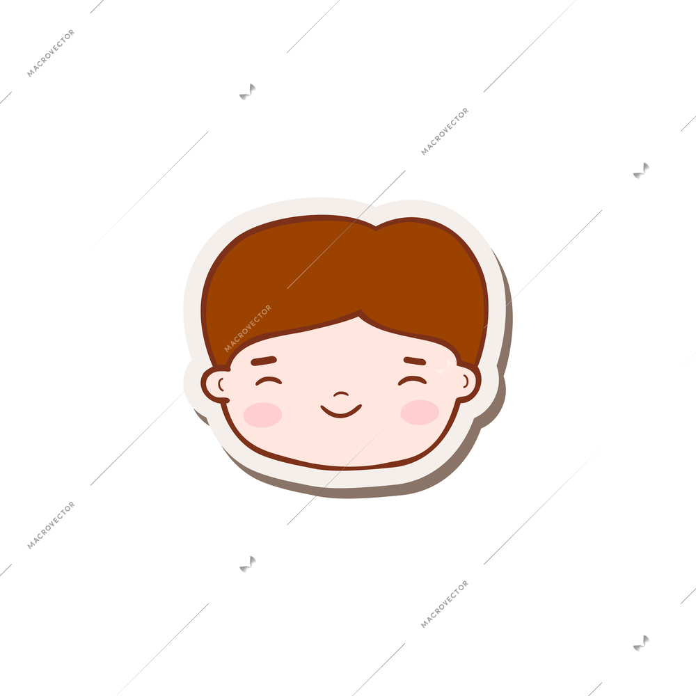 Happy face of kid boy icon on white background doodle vector illustration